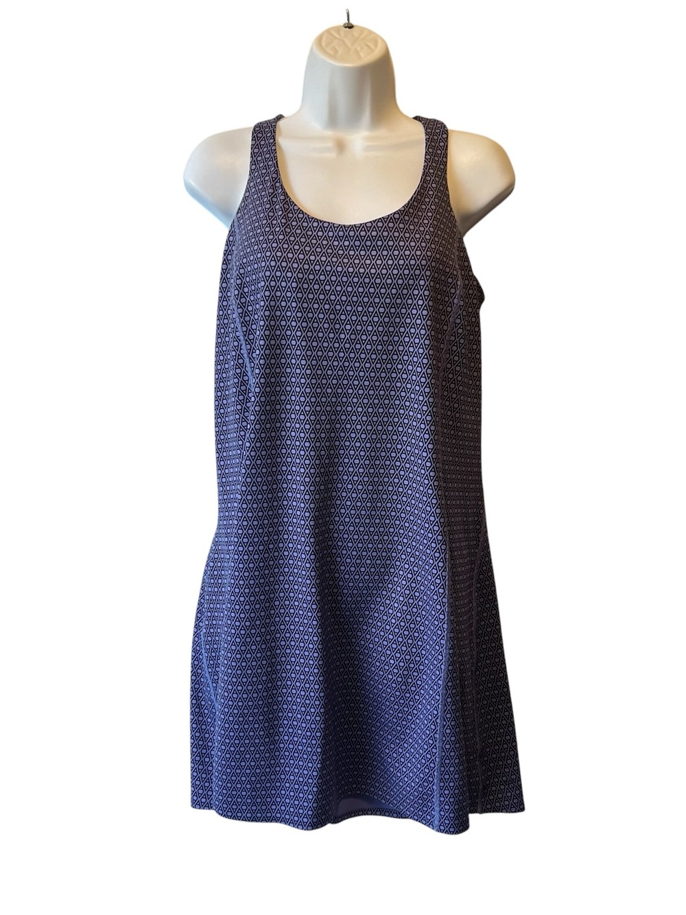 Athleta Ultimate Ease Dress M Blue Purple Quick dry UPF 50 Pocket Shelf bra